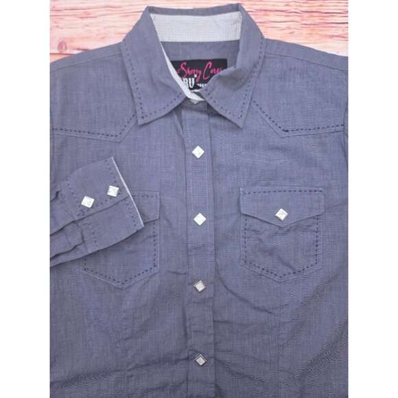 Sherry Cervi X RU Apparel Womens Western Snap Shirt Medium Chambray - Picture 4 of 8